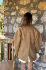 Toptan Camel İki Düğmeli Manto