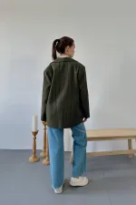 Veste oversize rayée kaki en gros