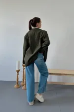 Veste oversize rayée kaki en gros