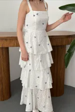 Toptan Lila Kat Kat Arkası Bağlamalı Elbise