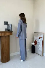 Ensemble chemise et pantalon ample gris Alice en gros