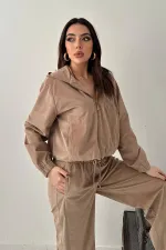 Ensemble en velours fin beige en gros