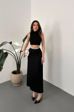 Jupe noire à taille élastique en gros