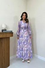 Robe en mousseline de soie Gipel lilas en gros