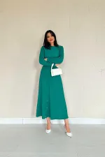 Ensemble chemisier et jupe en velours côtelé vert en gros
