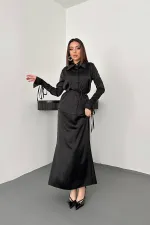 Toptan Siyah Biyeli Gömlek Ve Etek Takım