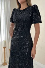 Robe noire à paillettes en gros