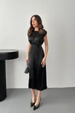Wholesale Black Helen Dress with Slit Skirt