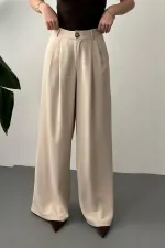 Pantalon confort plissé beige en gros