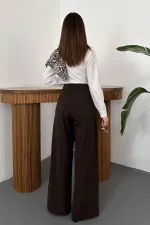 Pantalons plissés marron en gros