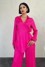 Ensemble de biais jacquard fuchsia en gros