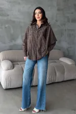 Chemises marron oversize en gros avec détail châle