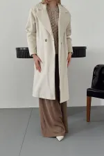 Manteau long écru en gros