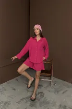 Toptan Fuşya Alaçatı Keten Takım