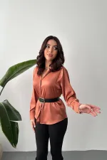 Toptan Kiremit Saten Gömlek