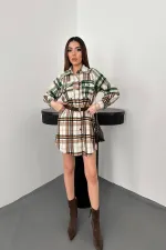 Toptan Kahverengi Oduncu Gömlek Elbise