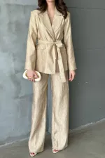 Toptan Gold Parlak Beli Kuşaklı Takım