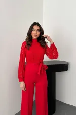 Combinaison en dentelle rouge en gros