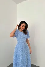 Wholesale Baby Blue Rose Dress