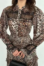 Robe élastique plissée léopard en gros