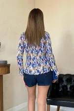 Toptan Lila Piliseli Çiçek Desen Gömlek