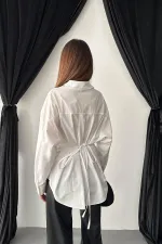 Toptan Beyaz Kapaklı Pileli Gömlek