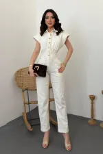 Salopettes en denim gabardine blanche en gros ..