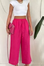 Pantalon en lin fuchsia en gros
