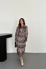 Robe élastique plissée léopard en gros