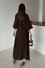 Toptan Kahverengi Askılı Elbise Ve Gömlek