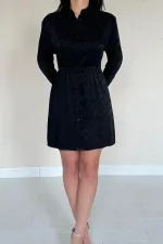 Robe jacquard noire à motifs en gros