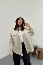 Chemises en gabardine beige en gros