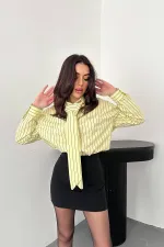 Wholesale Yellow Halter Neck Striped Shirt