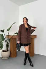 Toptan Kahverengi Blazer Süet Ceket