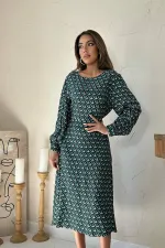 Robe verte fluide à motifs en gros