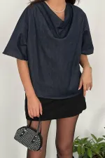 Chemisier en jean bleu en gros