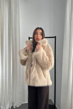Manteau de fourrure beige en gros