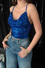 Toptan Saks Askılı Degaje Bluz