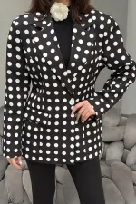 Veste blazer noire à pois en gros