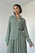 Ensemble chemise et jupe en viscose à motifs - Vert