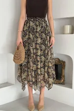 Jupe fendue en mousseline bleu marine à motifs, vente en gros