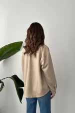 Toptan Bej Çıtçıtlı Süet Gömlek