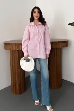 Toptan Pembe Arkası Lastikli Gömlek