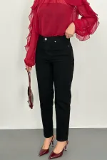 Toptan Siyah Boru Paça Jeans Pantolon