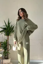 Ensemble pull et pantalon en velours côtelé classique Mint en gros