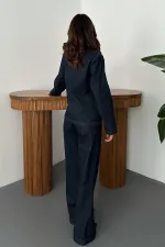 Toptan Mavi Gold Düğmeli Kot Takım