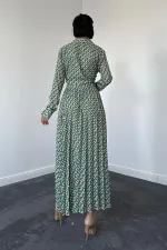 Ensemble chemise et jupe en viscose à motifs - Vert