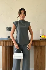 Ensemble de chemises à boutons de manchette gris Zero en gros