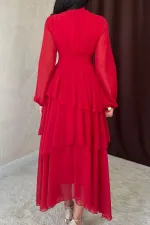 Toptan Kırmızı Bel Detaylı Elbise