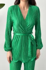 Toptan Yeşil Piliseli Kuşaklı Takım